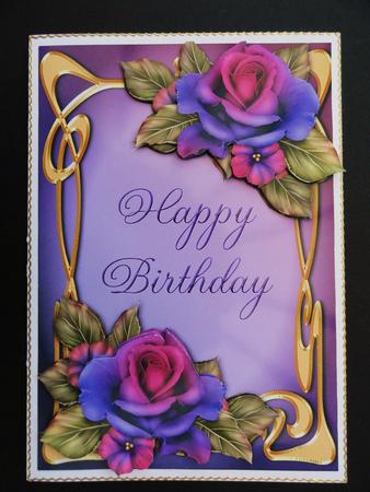 Art Nouveau Roses Happy Birthday by Valerie Spowart