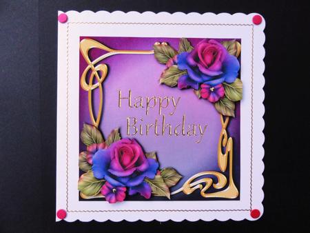 Art Nouveau Roses Happy Birthday Square by Valerie Spowart