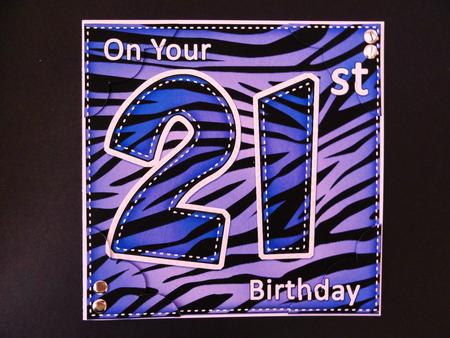 8 x 8 Fun Zebra Striped 21st Birthday Scalloped Topper by Valerie Spowart