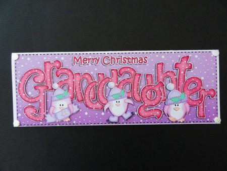 Xmas Large Dl Granddaughter Quick Card N 3D Decoupage by Valerie Spowart