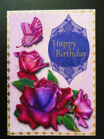 Twilight Roses Happy Birthday + Decoupage by Valerie Spowart