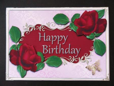 Happy Birthday Roses & Fancy Frame by Valerie Spowart