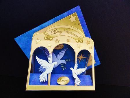 3D Xmas Dove Window Card Kit Decoupage N Envelope by Valerie Spowart