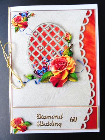 Beautiful Rose Scalloped Lattice Card Front by Valerie Spowart