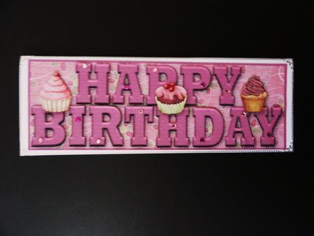 Mmmm Cupcakes Happy Birthday Large Dl Word Card by Valerie Spowart