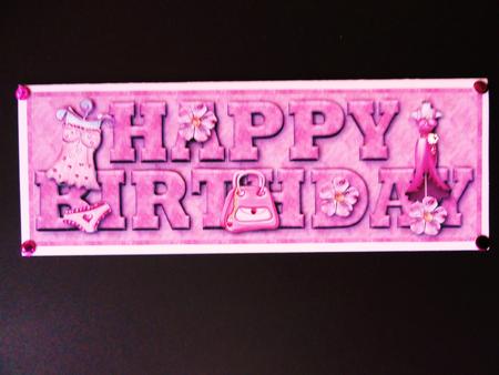 So Fashionable Happy Birthday Large Dl Word Card by Valerie Spowart