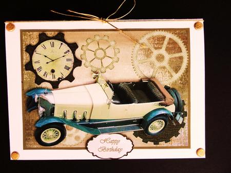 Steampunk Beige Vintage Car by Valerie Spowart