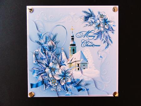 Snowy Church with Winter Flowers Side Stacker by Valerie Spowart
