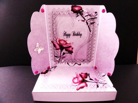 Pink Rose Gate Fold Card and Box by Valerie Spowart