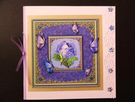 Vintage Blue Rose with Butterflies by Valerie Spowart