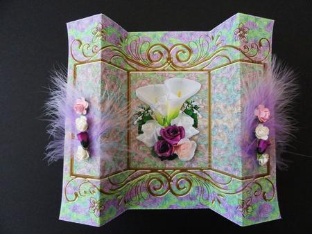 Gold Floral Triple Frame on Soft Multi-coloured Background by Valerie Spowart