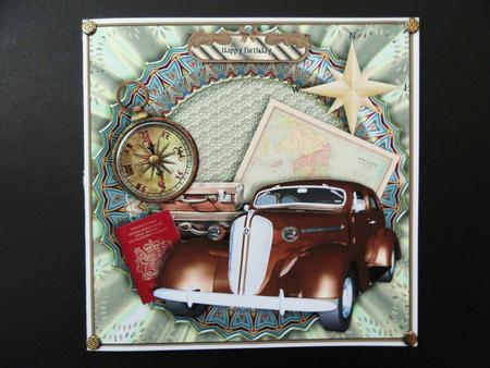Vintage Car 8x8 Card Front Mini Kit by Valerie Spowart