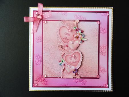 Trailing Hearts 6x6 Square Topper with Decoupage and Insert by Valerie Spowart