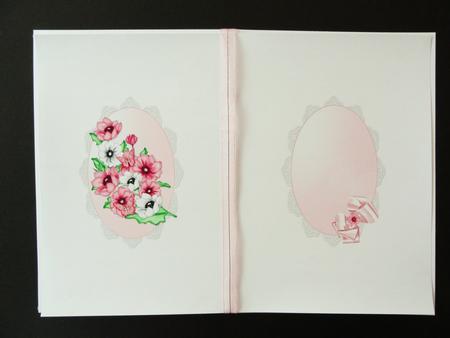Beautiful Flowers on Satin Ruffle and Lace Insert by Valerie Spowart