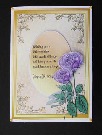 Card with Verse - Purple Roses by Valerie Spowart