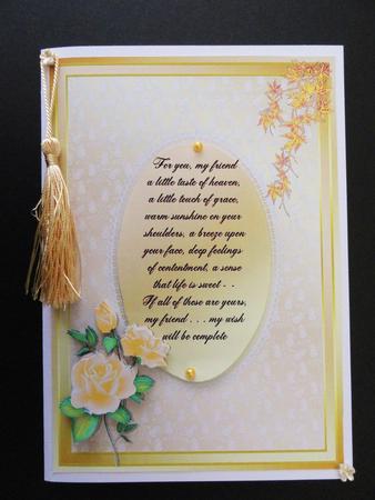 Card with Verse - Pale Orange Roses by Valerie Spowart