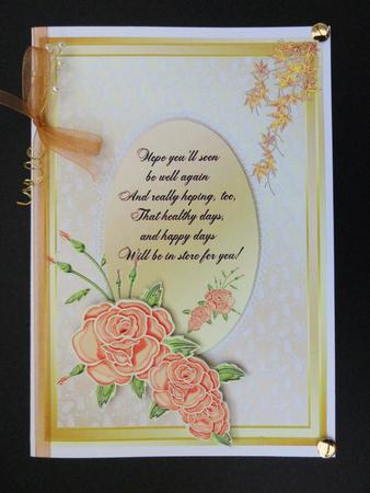 Card with Verse - Get Well Soon - Peach Flowers by Valerie Spowart