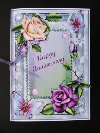 Anniversary Heritage Roses Card Front by Valerie Spowart