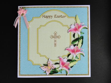 Easter Blank Topper with Lilies & Butterfly 3 by Valerie Spowart