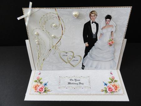 Bride and Groom with Scroll and Roses by Valerie Spowart