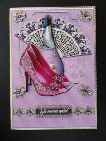 Perfume Fan and Shoes in Shades of Lilac by Valerie Spowart
