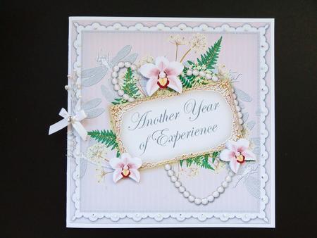 White Orchids Year of Experience 8in Decoupage Topper by Valerie Spowart