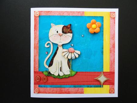 Kitschy Kat. 6x6 in Step by Step Card by Valerie Spowart