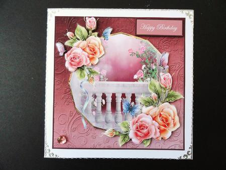 Romantic Garden with Rose's Card Front with Topper by Valerie Spowart