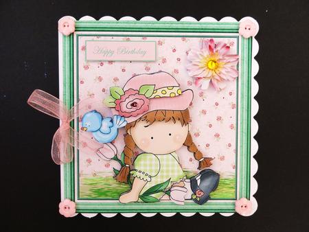 Agnes in the Flowers Card Front with Decoupage by Valerie Spowart