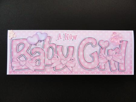 Large Dl New Baby Girl Felties Card & 3D Decoupage by Valerie Spowart