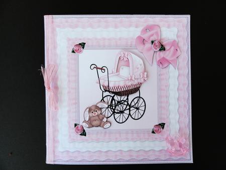 8x8 New Baby Girl in Tripple Ruffle Frame by Valerie Spowart
