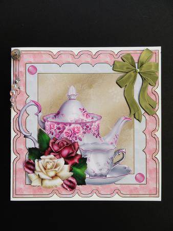 Pink Teapot Shaped Card Mini Kit by Valerie Spowart