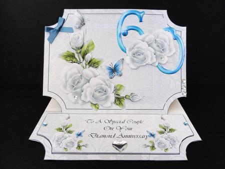White Roses Diamond Wedding Anniversary by Valerie Spowart
