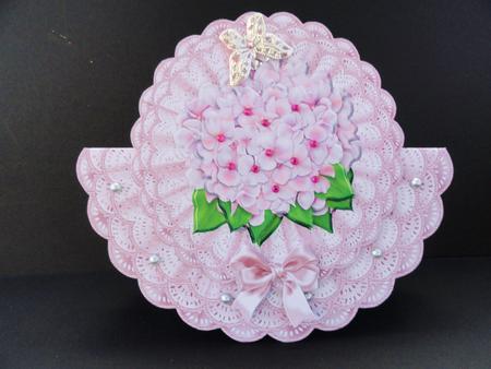 Wobble Card Lace and Hydrangeas in Pink by Valerie Spowart