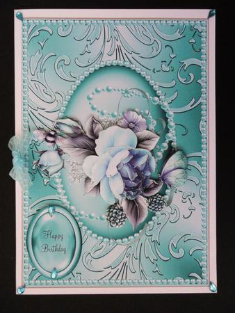 Roses and Pearls in Teal Tones by Valerie Spowart