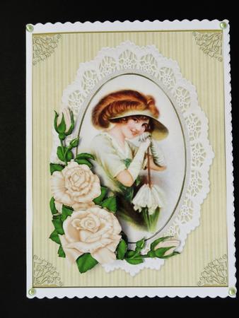 Vintage Girl in Antique Lace Frame by Valerie Spowart