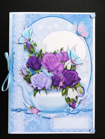 Tea Pot of Roses Card Front and Decoupage by Valerie Spowart