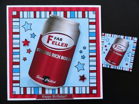 Fab Feller Beer Can Quick Card N 3D Decoupage by Valerie Spowart