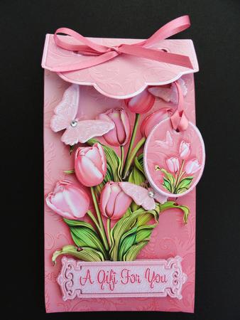 Pink Tulips Gift Card Money Envelope Mini Kit by Valerie Spowart