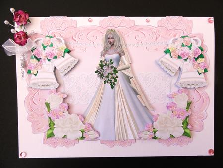 Pink Strip Card Mini Kit - Wedding Bells, Bride and Roses by Valerie Spowart