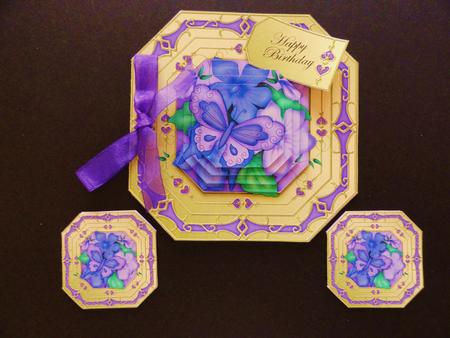 3D Butterfly & Violas Pyramage Octagonal Floral Mini Kit by Valerie Spowart