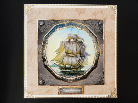 Sailing Ship Card Front with Pyramid Layers by Valerie Spowart