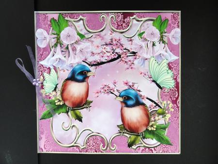 Pretty Birds with Butterflies and Flowers 8x8 by Valerie Spowart