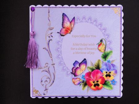 Pansies and Butterflies on Lace by Valerie Spowart