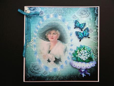 Vintage Lady with Hat in Bleu by Valerie Spowart