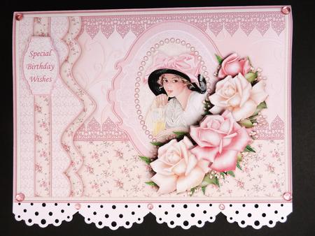 Vintage Lady & Pink Roses Topper & Decoupage by Valerie Spowart