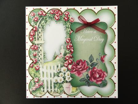 Olive Rose Arch Magical Day 8in Scallop Topper by Valerie Spowart