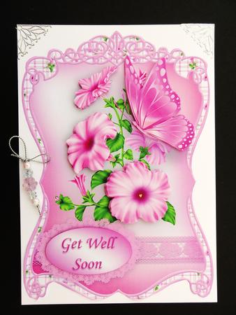 Pink Petunias and Butterfly Fancy Shaped Topper by Valerie Spowart