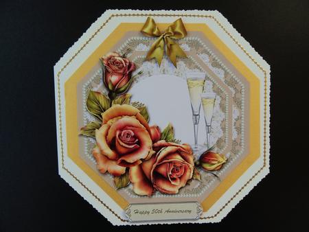 Beautiful Anniversary Easel or Topper in Gold by Valerie Spowart
