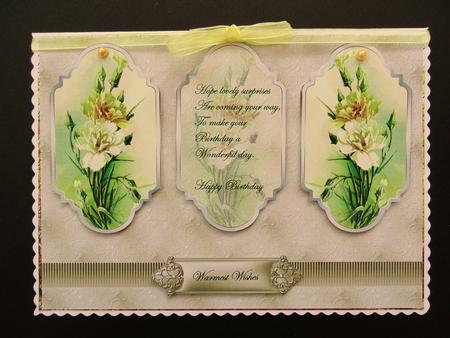 Yellow Carnations Panel Card with Verse and Toppers by Valerie Spowart